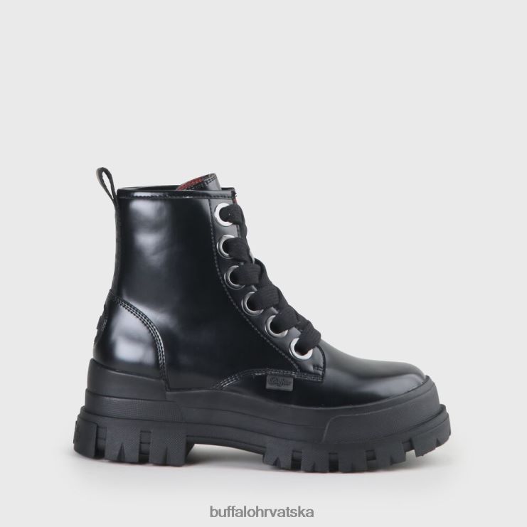 crno Buffalo aspha lace up hi bootie flat vegan |čizme TDD6T847